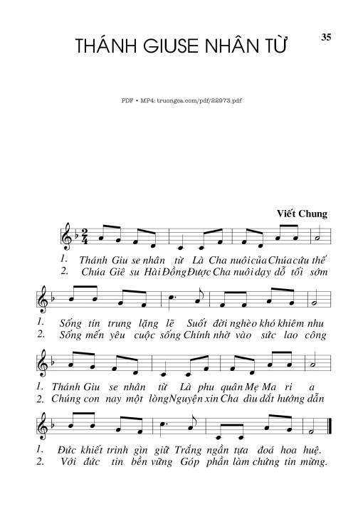 Sheet nhạc PDF bài Thánh Giuse nhân từ