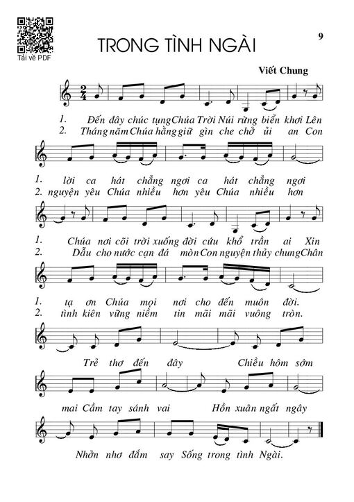 Sheet nhạc PDF bài Trong tình Ngài