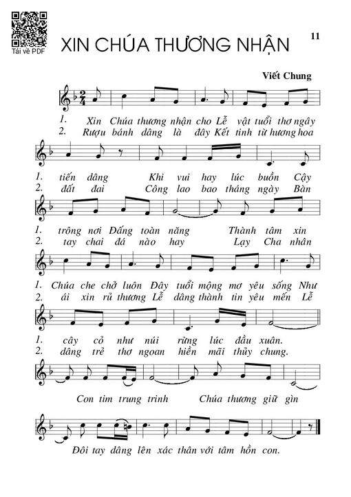 Sheet nhạc PDF bài Xin Chúa thương nhận