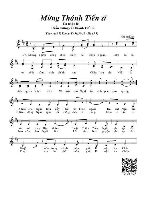 Sheet nhạc PDF bài Mừng Thánh Tiến Sĩ