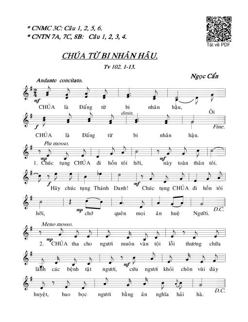 Thánh Vịnh 102, Chúa Từ Bi Nhân Hậu