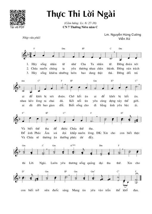 Sheet nhạc PDF bài Thực Thi Lời Ngài