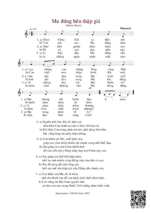 Sheet nhạc PDF bài Mẹ Đứng Bên Thập Giá