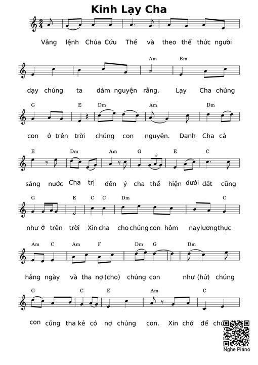 Sheet nhạc PDF bài Kinh Lạy Cha - Bộ Lễ Ca Lên đi 3