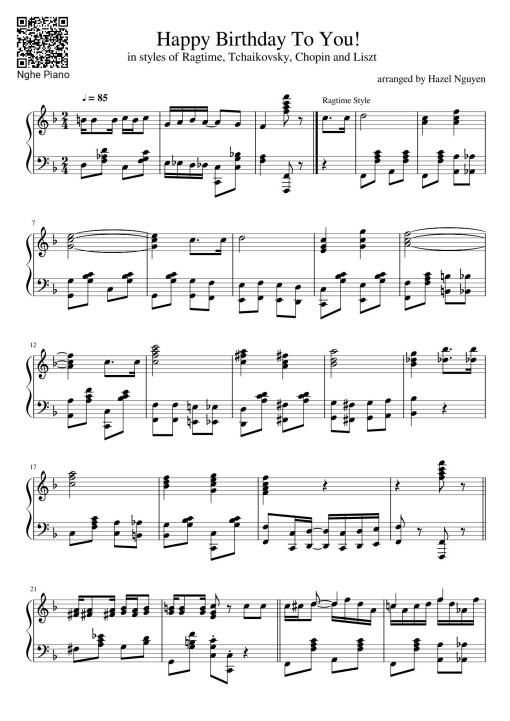 Happy Birthday To You Sheet Piano Variations