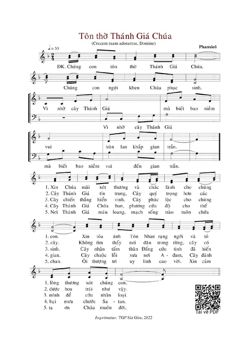 Sheet nhạc PDF bài Tôn Thờ Thánh Giá Chúa
