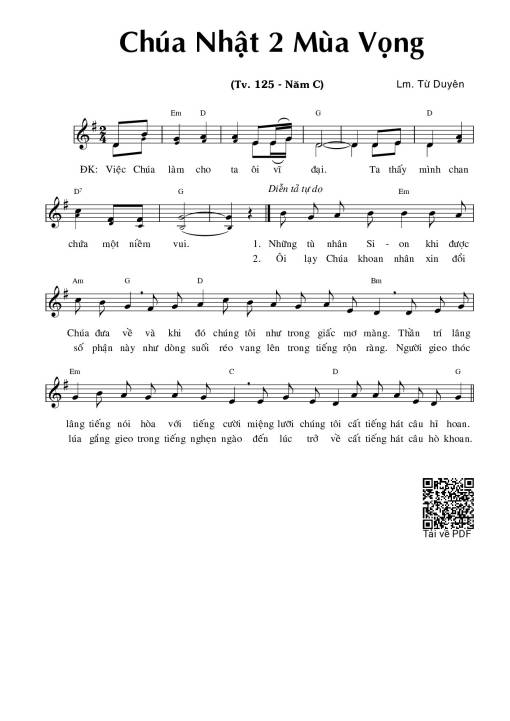 Thánh Vịnh 125, Chúa Nhật 2C Mùa Vọng