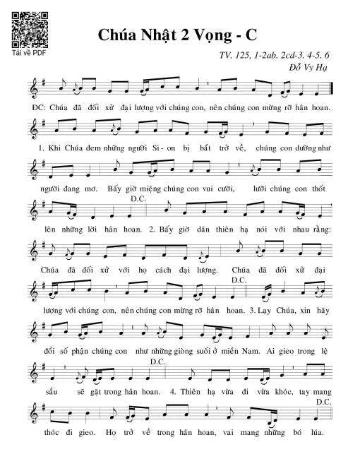 Thánh Vịnh 125, Chúa Nhật 2C Mùa Vọng