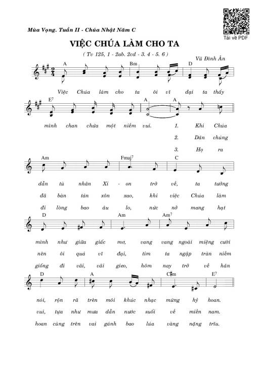 Sheet nhạc PDF bài Thánh Vịnh 125, Việc Chúa Làm Cho Ta