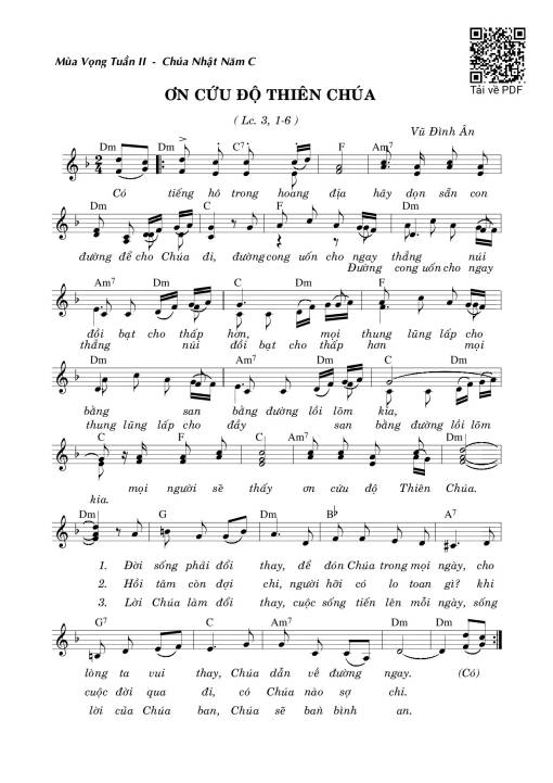 Sheet nhạc PDF bài Ơn Cứu Độ Thiên Chúa