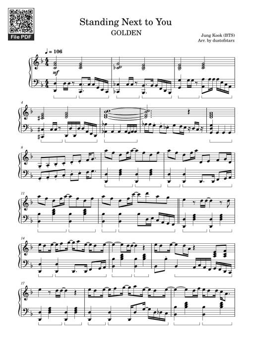 Standing Next to You Sheet Piano