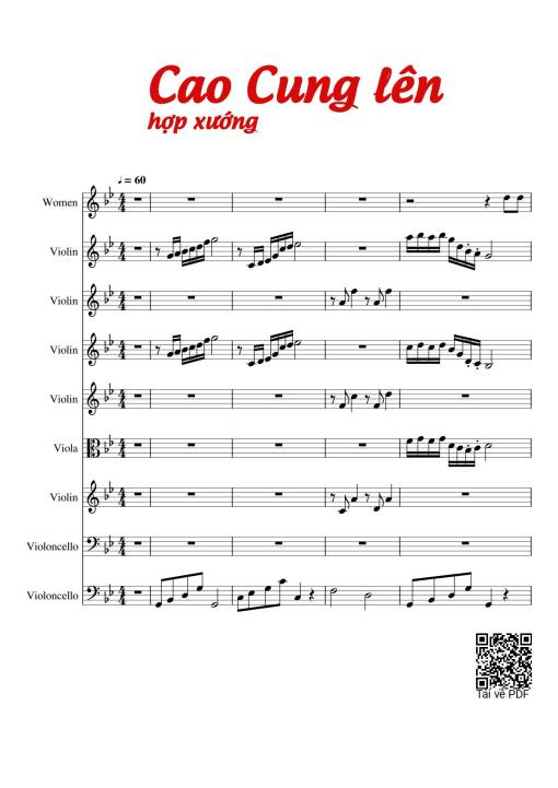 Sheet nhạc PDF bài Cao Cung lên, Sheet hợp xướng Violin