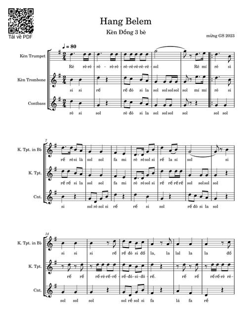 Hang Belem Sheet Kèn đồng