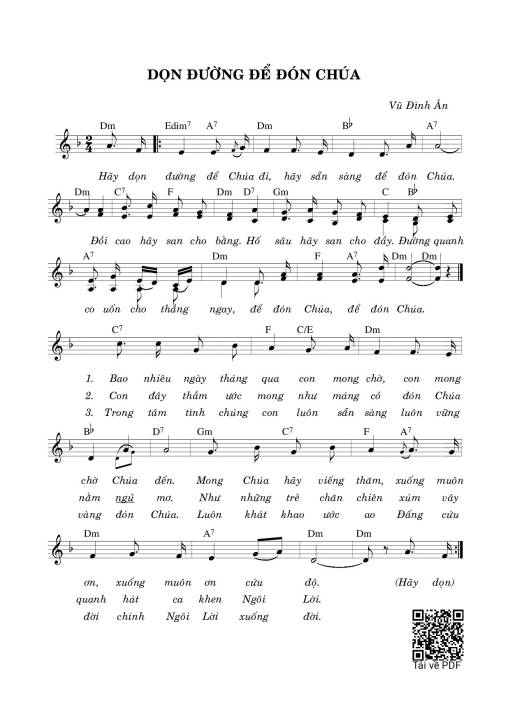 Sheet nhạc PDF bài Dọn Đường Để Đón Chúa