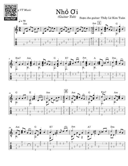 Nhỏ Ơi (Guitar Tab)