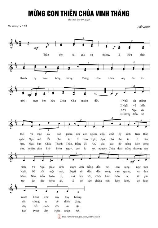 Sheet nhạc PDF bài Mừng Con Thiên Chúa vinh thăng
