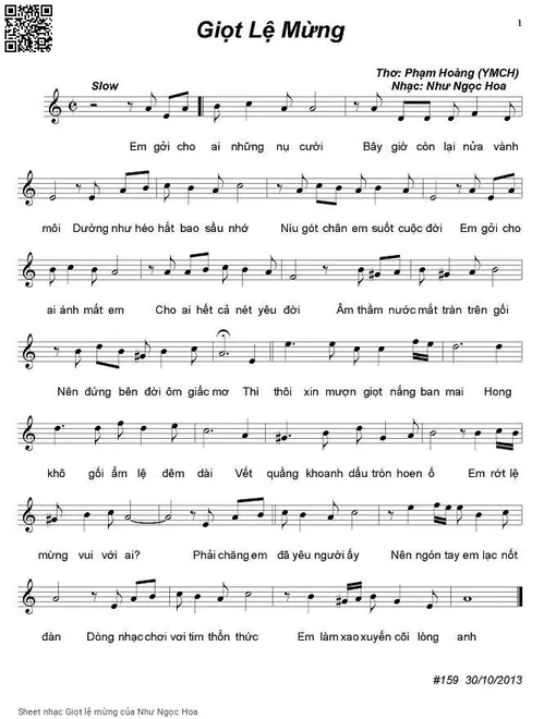 Sheet nhạc PDF bài Giọt lệ mừng