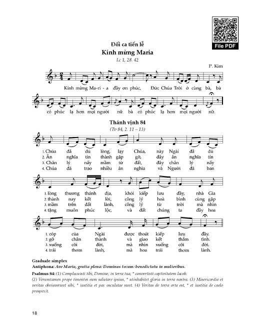 Sheet nhạc PDF bài Đối Ca Tiến Lễ (Lễ Mẹ Thiên Chúa)