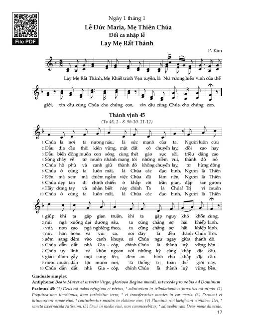 Đối Ca Nhập Lễ (Lễ Mẹ Thiên Chúa)