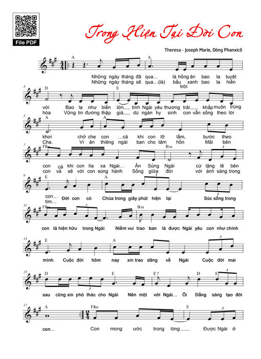 Sheet nhạc PDF bài Trong hiện tại đời con