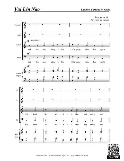 Sheet nhạc PDF bài Vui Lên Nào (4 bè SATB, GAUDETE)