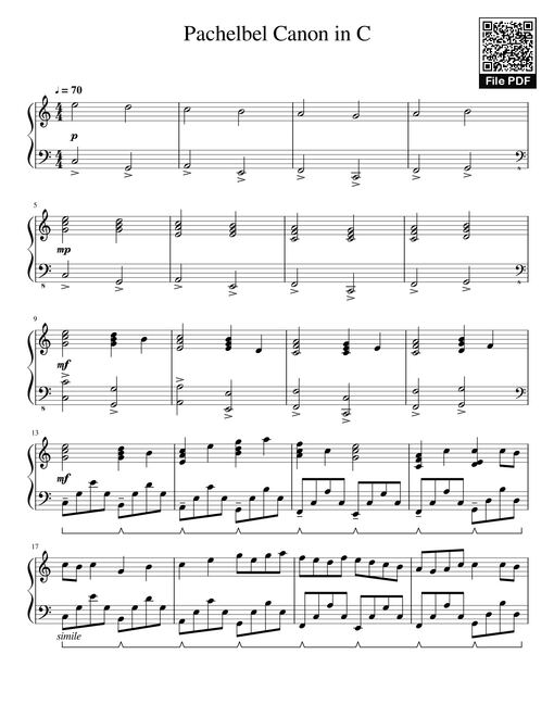 Pachelbel Canon in C Sheet Piano