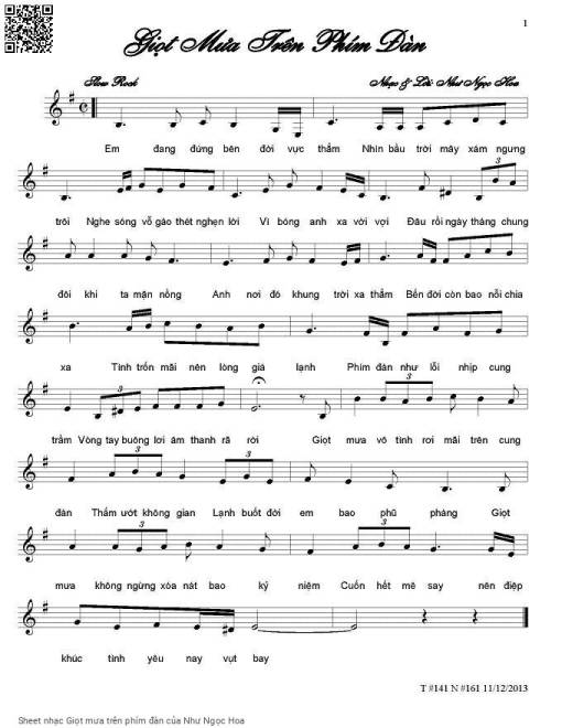 Sheet nhạc PDF bài Giọt mưa trên phím đàn