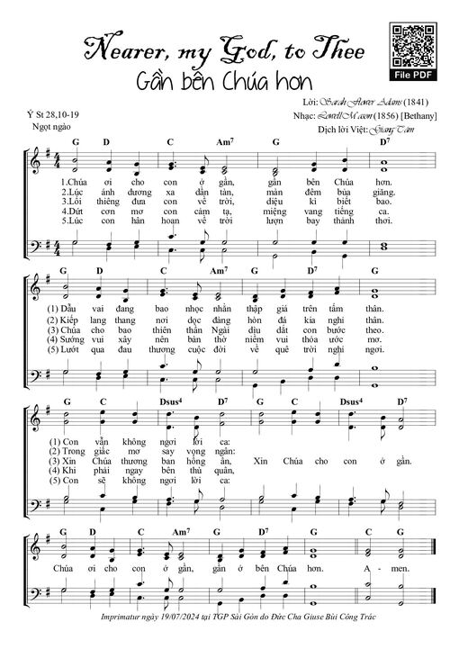 Sheet nhạc PDF bài Gần Bên Chúa Hơn