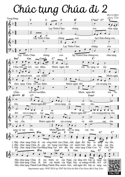 Sheet nhạc PDF bài Chúc Tụng Chúa Đi 2