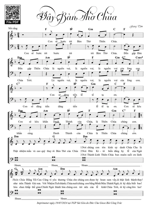 Sheet nhạc PDF bài Đây Bàn Thờ Chúa
