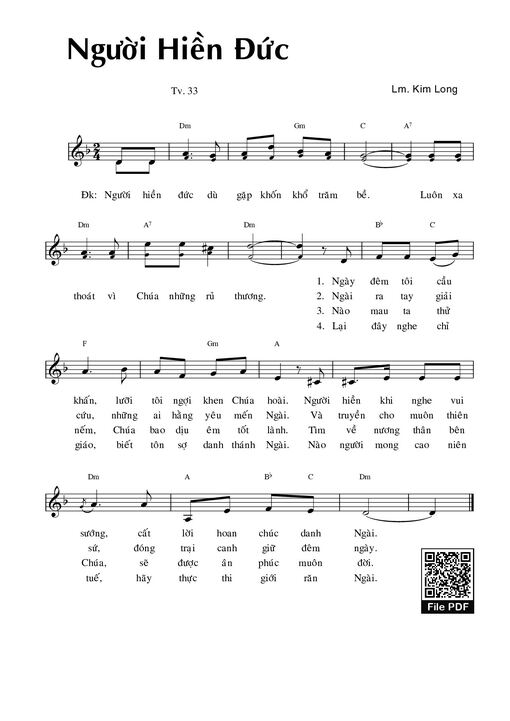Sheet nhạc PDF bài Người Hiền Đức (Tv 33)