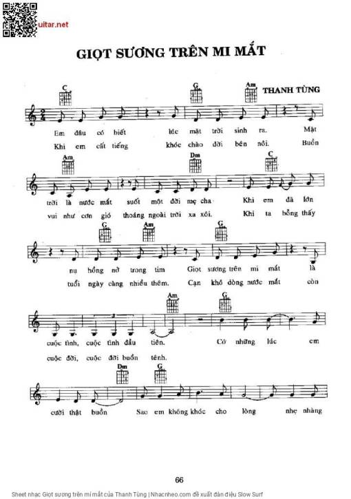 Sheet nhạc PDF bài Giọt sương trên mí mắt