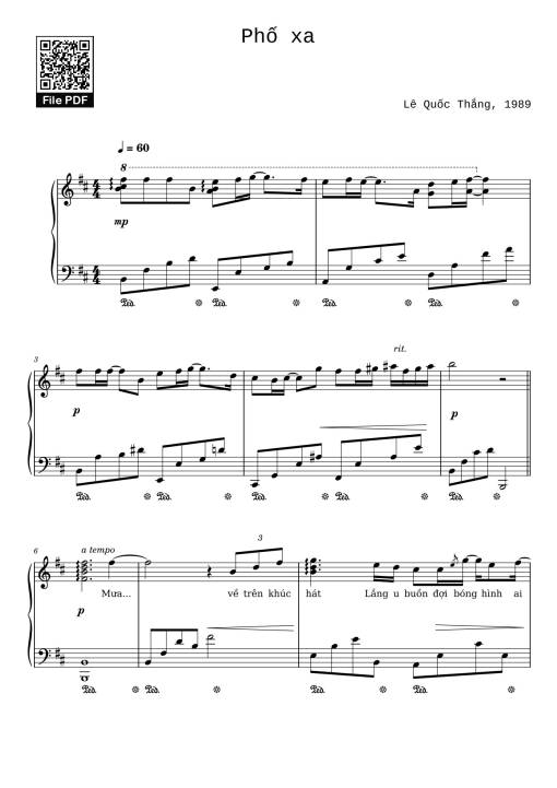 Phố xa Sheet Piano