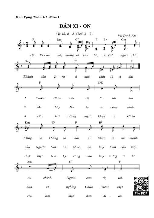 Sheet nhạc PDF bài Dân Xion - Vũ Đình Ân