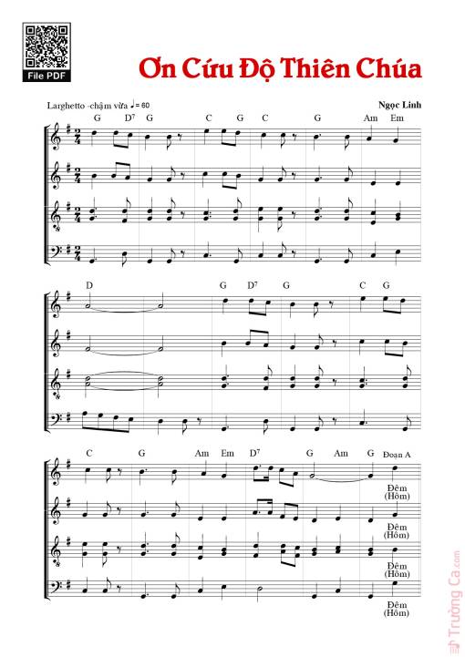 Sheet nhạc PDF bài Ơn Cứu Độ Thiên Chúa (5 bè)