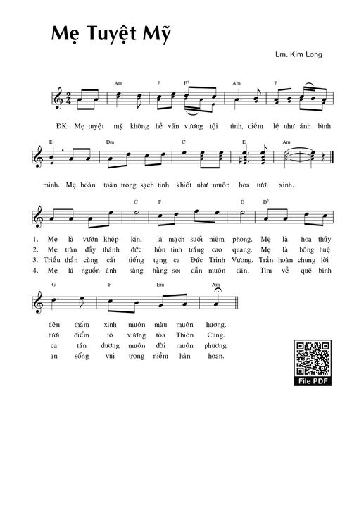 Sheet nhạc PDF bài Mẹ Tuyệt Mỹ