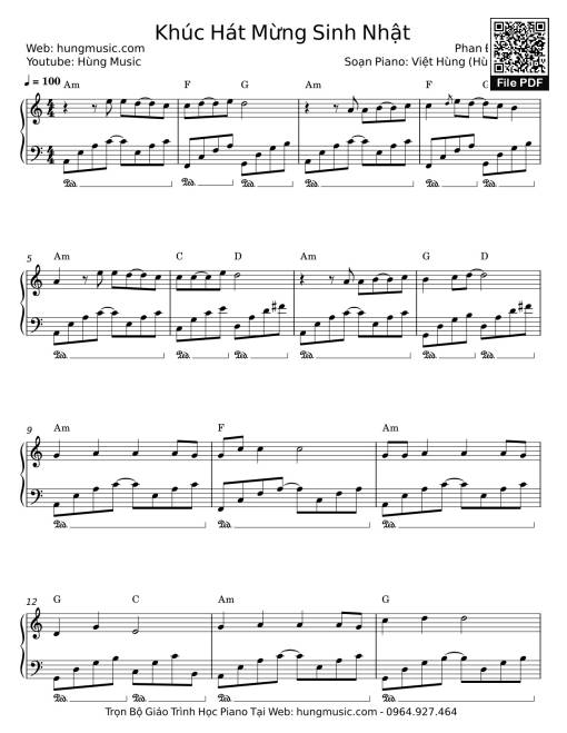 Khúc Hát Mừng Sinh Nhật Sheet Piano