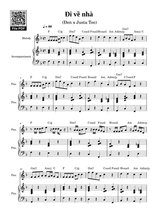 Sheet nhạc PDF bài Đi về nhà Sheet Piano