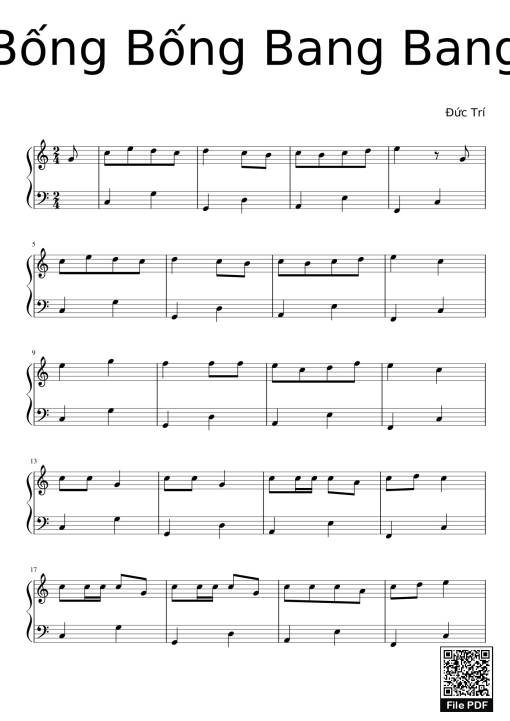 Sheet nhạc PDF bài Bống Bống Bang Bang Sheet Piano