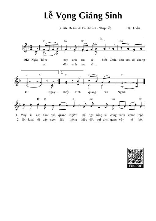 Sheet nhạc PDF bài Thánh Vịnh 96, Ca Nhập Lễ Vọng Giáng Sinh