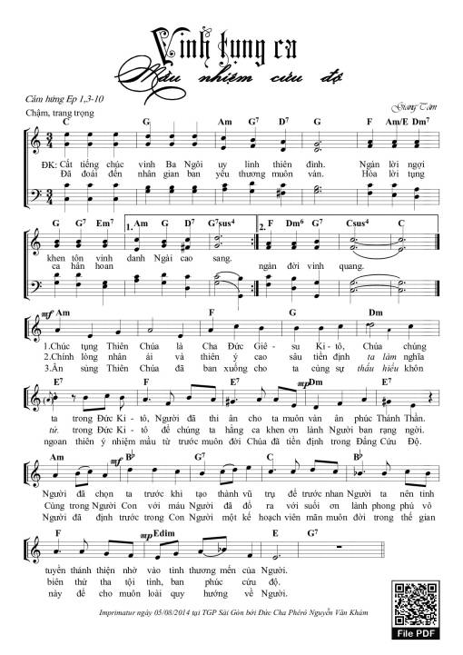 Sheet nhạc PDF bài Vinh Tụng Ca Mầu Nhiệm Cứu Độ
