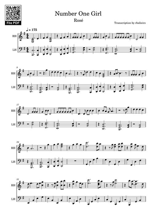 Number One Girl Sheet Piano