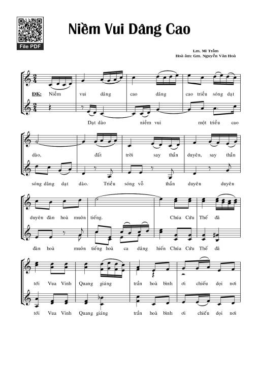 Sheet nhạc PDF bài Niềm  Vui Dâng Cao