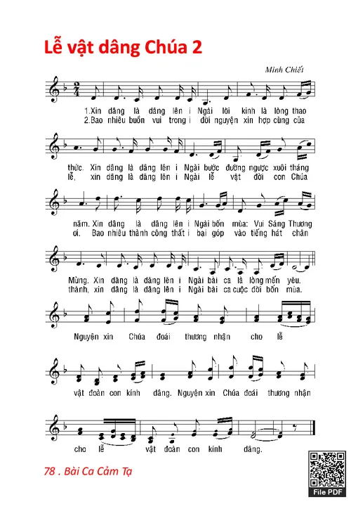 Sheet nhạc PDF bài Lễ Vật Dâng Chúa 2