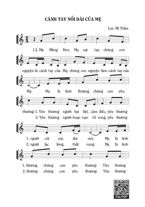 Sheet nhạc PDF bài Cánh Tay Nối Dài Của Mẹ