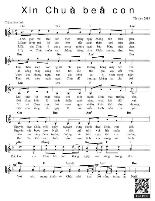 Sheet nhạc PDF bài Xin Chúa Bên Con