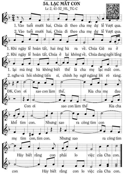 Sheet nhạc PDF bài Lạc Mất Con
