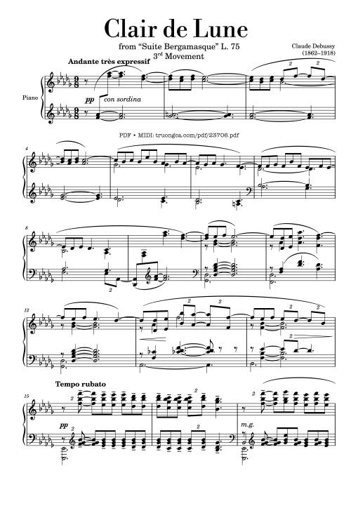 Clair de Lune Sheet Piano