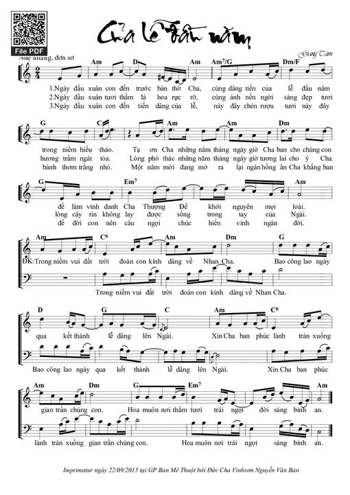 Sheet nhạc PDF bài Của Lễ Đầu Năm