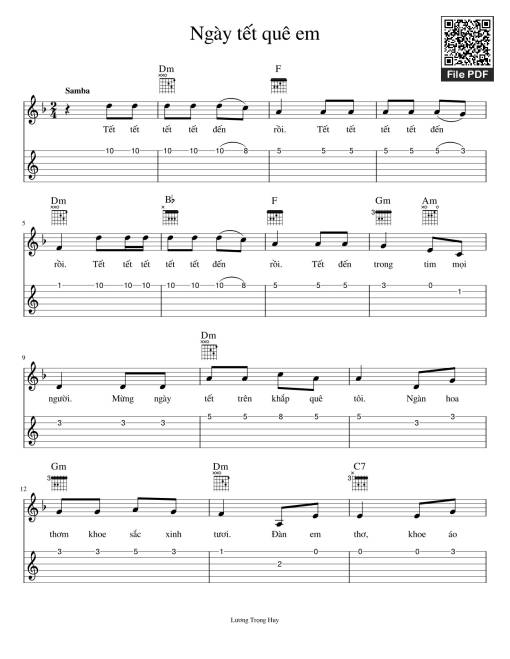 Ngày tết quê em Sheet Guitar TAB